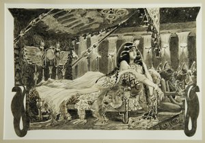ベッド上のクレオパトラ、1899 作： Mikhail Aleksandrovich Vrubel