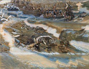 プーシキン作のサルタン皇帝のおとぎ話のイラスト、1901 作： Mikhail Aleksandrovich Vrubel