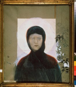 La Vierge (The Virgin) - Mikhail Alexandrovich Vrubel (Vrubel) (1856-1910) の作品、紙にグワッシュ