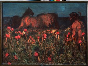 夜が来る - ミハイル・アレクサンドロヴィッチ・ヴルベル（ヴルベル）（1856-1910）による絵画、キャンバスに油彩 作： Mikhail Aleksandrovich Vrubel