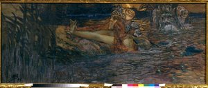 海王とヴォルホヴァ姫の別れ。 ニコラス (ニコライ) リムスキー コルサコフ (リムスキー=コルサコフ) (1844-1908) によるオペラ「サドコ」のシーン。 Mikhail Alexandrovich Vrubel (Vrubel) (1856-1910) の作品、グワッシュ、パステル、紙