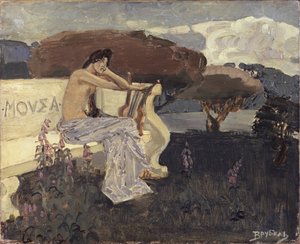 ミューズ。劇場の幕のデザインc。 1890 作： Mikhail Aleksandrovich Vrubel