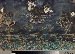 Nenuphars (nympheas) (睡蓮) - Mikhail Alexandrovich Vrubel (Vrubel) (1856-1910) の作品、紙に水彩とグワッシュ、ロシア美術 19 ～ 20 世紀、アール ヌーボー - State Museum Abramtsevo Estate、モスクワ 作： Mikhail Aleksandrovich Vrubel