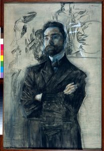 詩人ヴァレリー・イアコブレビッチ・ブリウスソフの肖像 (1873-1924) - ミハイル・アレクサンドロヴィッチ・ヴルベル (ヴルーベル) (1856-1910) 作： Mikhail Aleksandrovich Vrubel