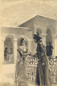 メアリー王女とグルシュニツキー。ミハイルレールモントフ作の小説「A Hero of Our Time」のイラスト、1891年 作： Mikhail Aleksandrovich Vrubel