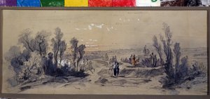ピョートル・イリッチ・チャイコフスキー(1840-1893)作オペラ「マゼパ」の幕のデザイン (P.チャイコフスキーのオペラ「マゼパ」の幕のデザイン)。 ミハイル・イリイチ・ボチャロフ (1831-1895) の作品。 紙に水彩 作： Mikhail Ilyich Bocharov