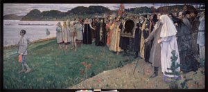 ロシアでは人気のソウル（ロシアではThe Folk Soul）。 Mikhail Vasilyevich Nesterov (1862-1942) の絵画、キャンバスに油彩