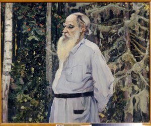 作家レオン N. トルストイ (1828-1910) の肖像 (作者レオ N. トルストイの肖像)。 Mikhail Vasilyevich Nesterov (1862-1942) の絵画、キャンバスに油彩 作： Mikhail Vasilievich Nesterov