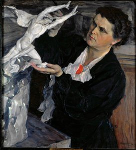 彫刻家ヴェラ・ムヒナ（ムヒナ）（1889-1953）の肖像画。 ミハイル・ヴァシリエヴィッチ・ネステロフ（1862-1942）による絵画、キャンバスに油彩 作： Mikhail Vasilievich Nesterov