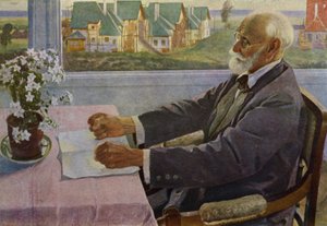 ロシアの生理学者イワン・パブロフの肖像（カラーリトグラフ 作： Mikhail Vasilievich Nesterov