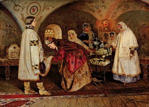 皇帝アレクセイミハイロビッチ（1629-76）彼の花嫁との出会い、マリアミロスラヴァスキー、1887 作： Mikhail Vasilievich Nesterov