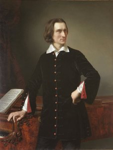Franz Liszt (1811-1886) の肖像、ハンガリーの作曲家およびピアニスト 作： Miklós Barabás