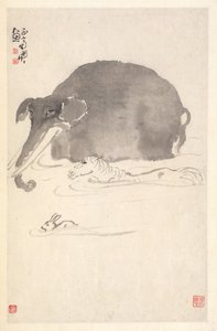 ゾウ、ウマ、ノウサギ 作： Min Zhen