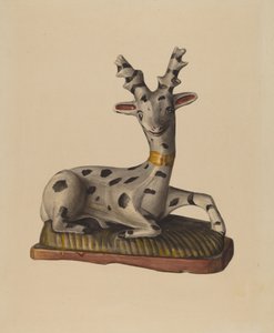 白亜の鹿、1938年頃（水彩画） 作： Mina Lowry