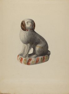 Pa. ドイツの犬の置物、c. 1937年。 作： Mina Lowry