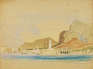 パレルモの桟橋、1854 年。 作： Miner Kilbourne Kellogg