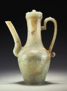 後期青磁翡翠水差しとカバー（翡翠） 作： Ming Dynasty Chinese School