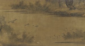 秋の池の鳥