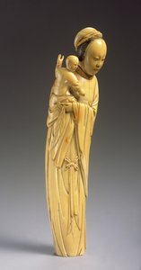 子を抱いた観音像（象牙彫刻）（272122も参照） 作： Ming Dynasty Chinese School