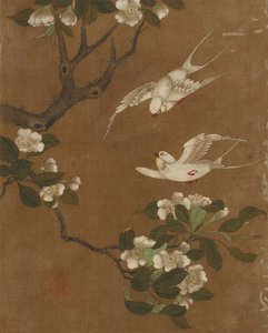 鳥と花の10枚の写真（シルクの色） 作： Ming Dynasty Chinese School