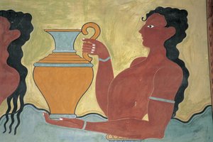 宮殿壁画のクローズアップ（ミノスの宮殿、クレタ島クノッソス、ギリシャ 作： Minoan