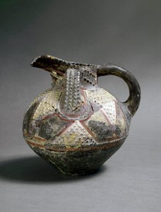 ミノア美術：バルボティン・スタイルの陶製花瓶。アギア・トリアダ（Hagia Triada）から。紀元前1500年頃。ディム。15.5 cm Heraklion, archeological museum 作： Minoan