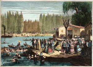 パリ郊外のラ・グルヌイエールでの水泳 - 1869年、クロワシー＝シュル＝セーヌのラ・グルヌイエール - after Miranda