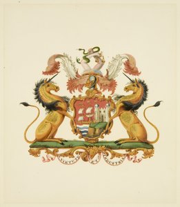 ブリストル市の紋章、1830年頃（鉛筆・水彩紙 作： Miss (attr.to) Braikenridge