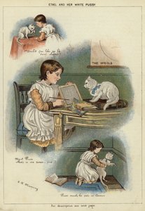 エセルと白猫（クロモリソウ 作： Miss Eliza F. Manning