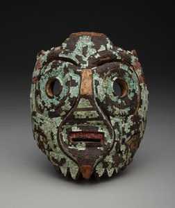 おそらくトラロックのマスク、c.1350-1521（木材、ターコイズ、シェル、亜炭、樹脂）
