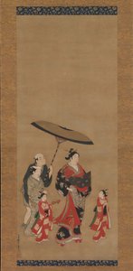 パレードの娼婦、1730 年代後半から 1740 年代前半。 作： Miyagawa Issho
