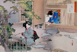 茶室への入り口、c1886-1908 作： Mizuno Toshikata