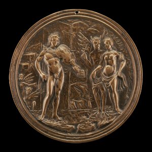15世紀後半から16世紀初頭のエウリュディケーを贖うオルフェウス。 作： Moderno
