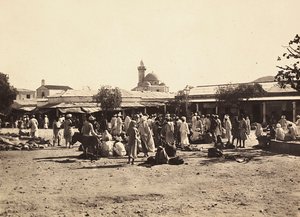 ファシスト時代の帝国建設：チェレンの市場広場、1936年09月05日（モノクロ写真