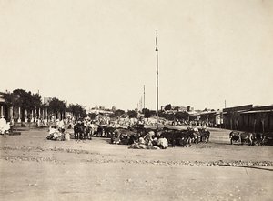 ファシスト時代の帝国建設：アスマラの古代市場広場、1936年09月05日（モノクロ写真 作： Modestino Baldinetti
