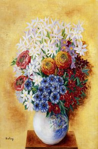 黄色い背景の花束；黄土色の花束》1934年頃 油彩・カンヴァス