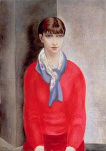 赤いジャンパーと青いスカーフのキキ・ド・モンパルナス 作： Moise Kisling