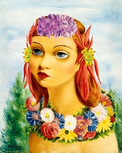 花を持つ女性 作： Moise Kisling