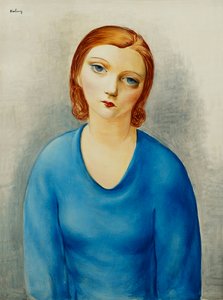青いブラウスの若い女性；青いコサージュの若い女性 1925年頃 油彩・カンヴァス 作： Moise Kisling