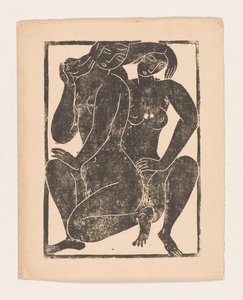 2 人のしゃがむ裸の女性 作： Moissej Kogan
