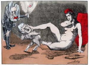 アドルフ・ティエールがマリアンヌをレイプ、1875年頃（版画） 作： Moloch (1849 1909)