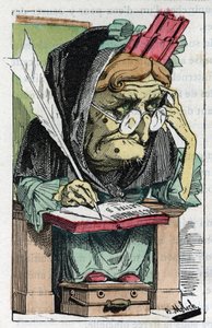 1882年にB.モロク（1849-1909）が描いたトゥータウトの「トロンビノスコープ」に登場するフランス学士院のアレゴリー（寓意）。個人蔵。