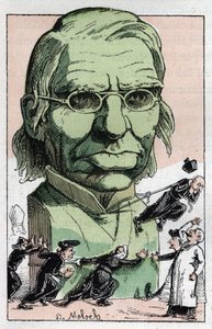 フランスの言語学者、医師、政治家であるエミール・リトル（1801-1881）の肖像、トゥチャウトの『トロンビノスコープ』、1882年のB.モロク（1849-1909）による漫画。個人蔵。 作： Moloch