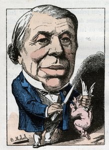 フランス人外科医フィリップ・リコルド（1800-1889）の肖像（トゥチャウト作「トロンビノスコープ」、1882年のB.モロク（1849-1909）による漫画個人蔵。 作： Moloch
