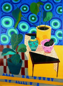 鮮やかな植物の静物画 作： 