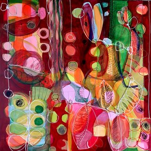 鮮やかな抽象的な植物画