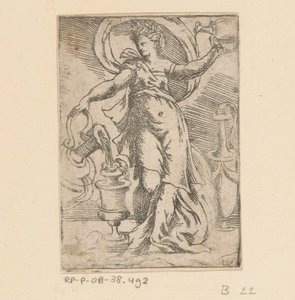 水差しと水差しを持つ女性 作： Monogrammist FP (Italië; 16e eeuw)