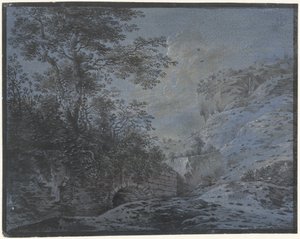 生い茂った廃墟のある夕景 作： Monogrammist IAR of IAP