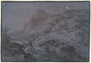 月明かりによる火山の風景 作： Monogrammist IAR of IAP