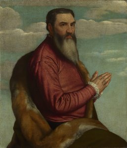 長いあごひげを生やした祈りの男 作： Moretto da Brescia